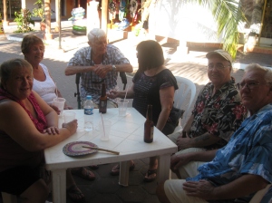 Friends enjoying beer and margarita's